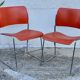 Pair of chairs by David Rowland, US Design, 1976, red metal and chrome