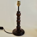 Turned wood lamp