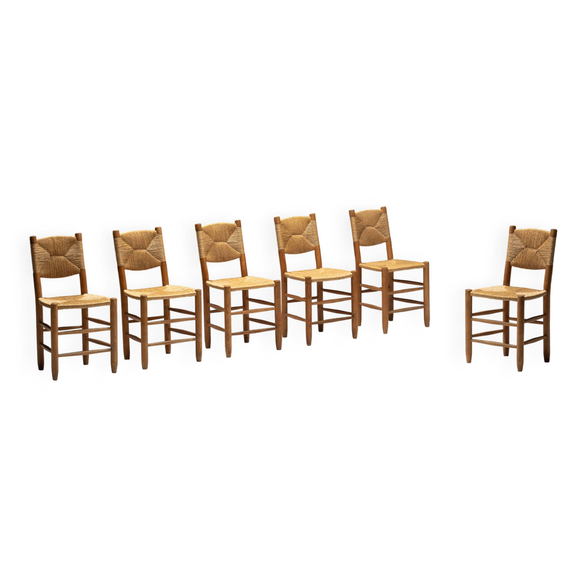 "Bauche" Dining Chairs by Charlotte Perriand for Steph Simon, France, 1950s