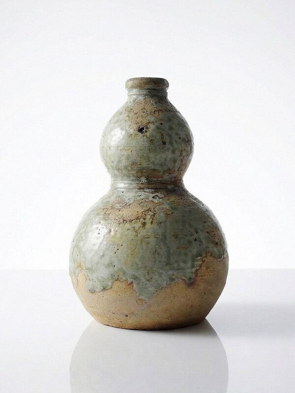 Petite gourde double à saké céramique japonaise d'Iga vintage/ancienne collection