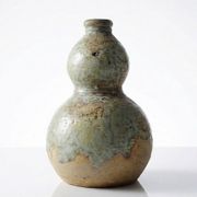 Petite gourde double à saké céramique japonaise d'Iga vintage/ancienne collection