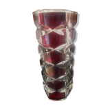 Vintage garnet glass geometric vase