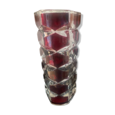 Vintage garnet glass geometric vase
