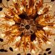 Large floral ceiling light in gilded metal and crystal, Banci Firenze, 1970.