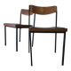 Pair of teak and iron stacking chairs, 1960s