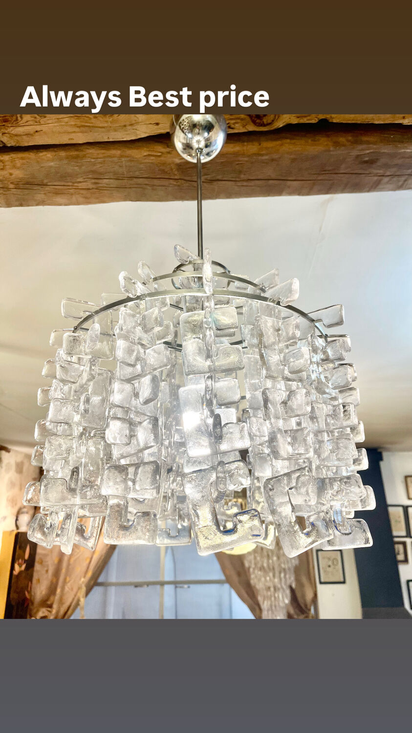 Carlo Nason for Mazzega Murano glass chandelier, Italy 1970.
