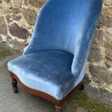 Toad armchair, blue velvet, vintage, 1950s