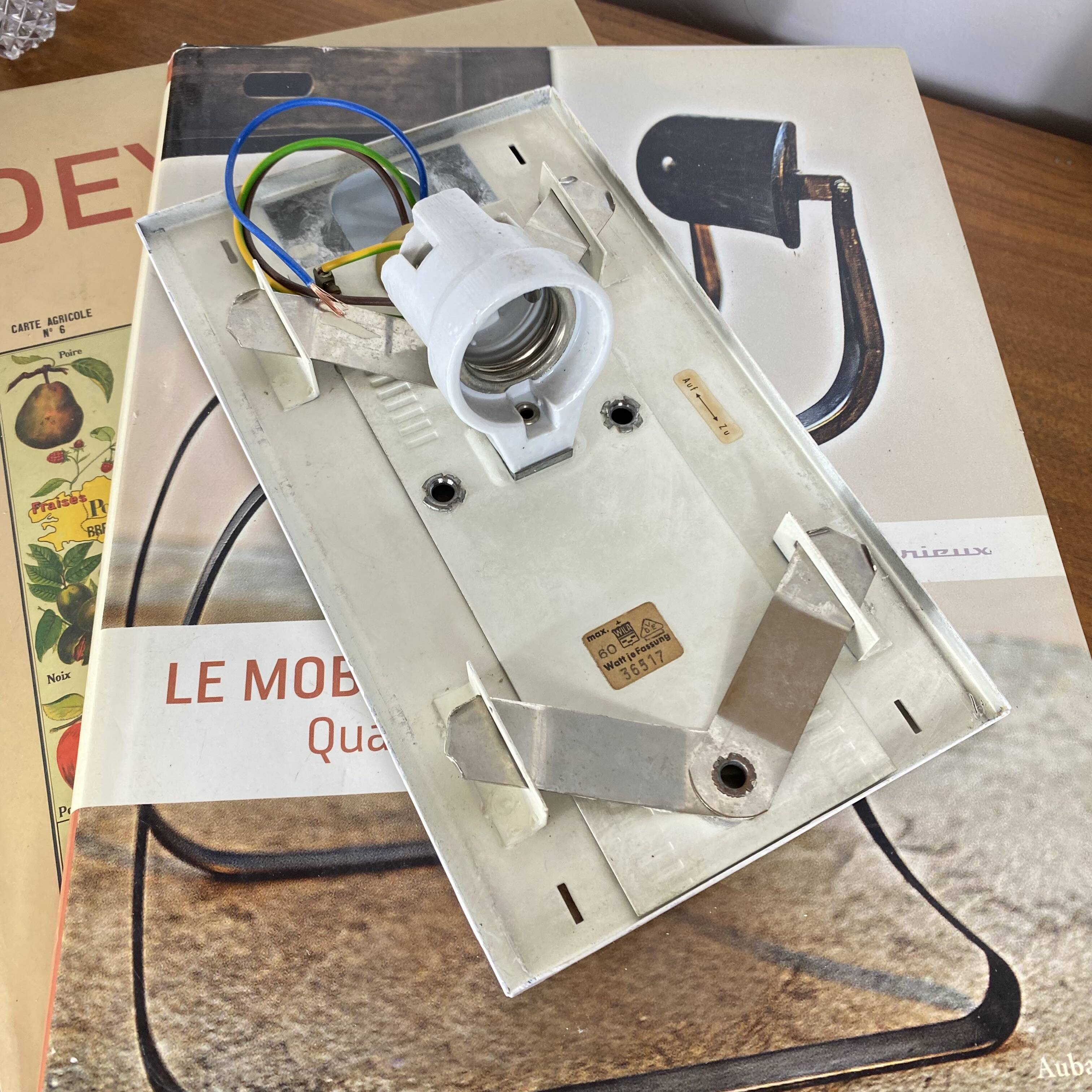 Rectangular wall light in moulded glass Wila Leuchten 1960