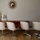 Set of 4 Executive Strafor shell chairs in leather, plastic and chrome 1970s