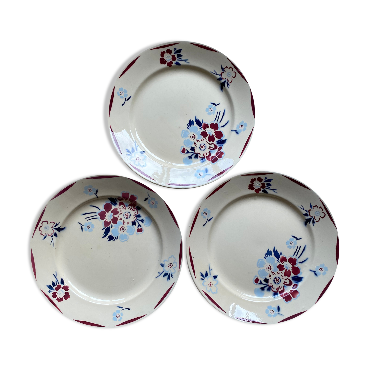 Ensemble de 3 assiette Luneville modèle Evreux