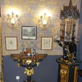 Pair of four-light gilded iron wall lamps 30 x 46 cm