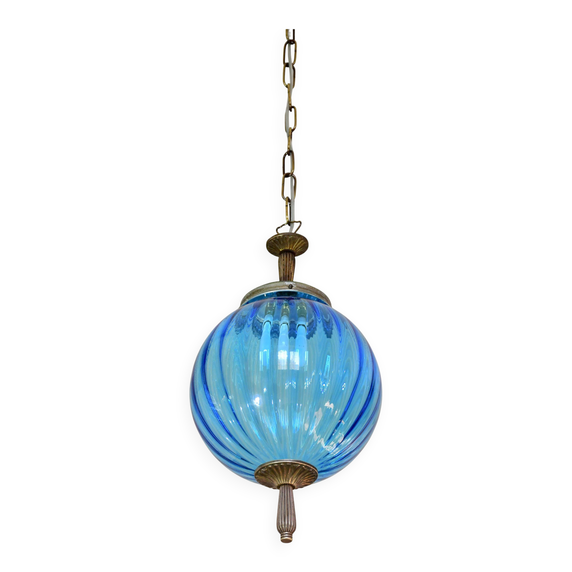 Charming vintage Murano blue glass pendant light, 1960