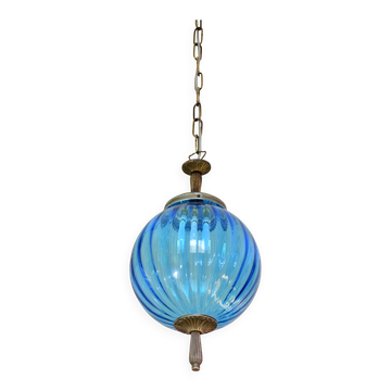 Charming vintage Murano blue glass pendant light, 1960