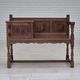 1960s, Danish bench, dark solid oak wood, plywood.
