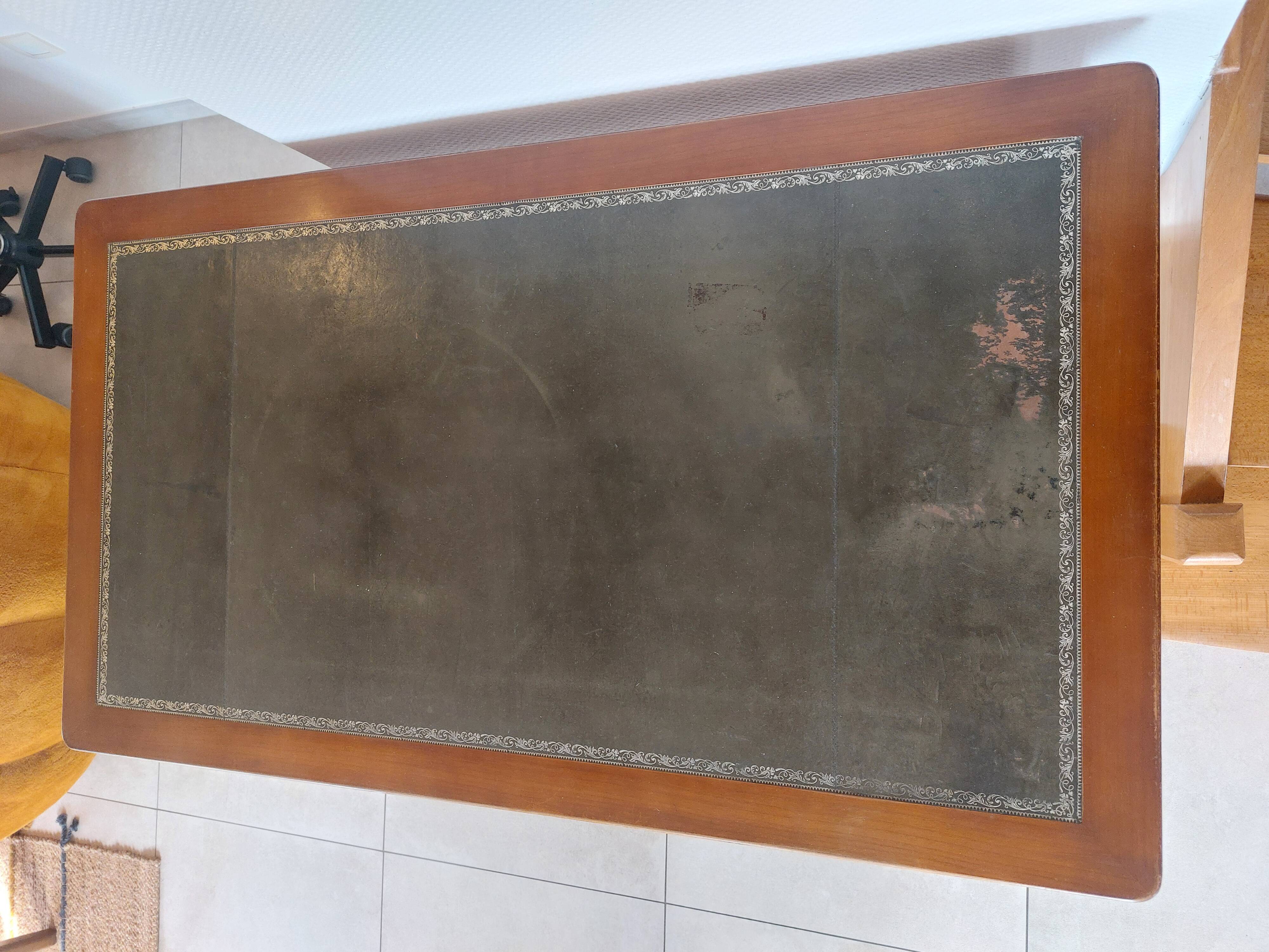 Wooden desk, leather top, extensions