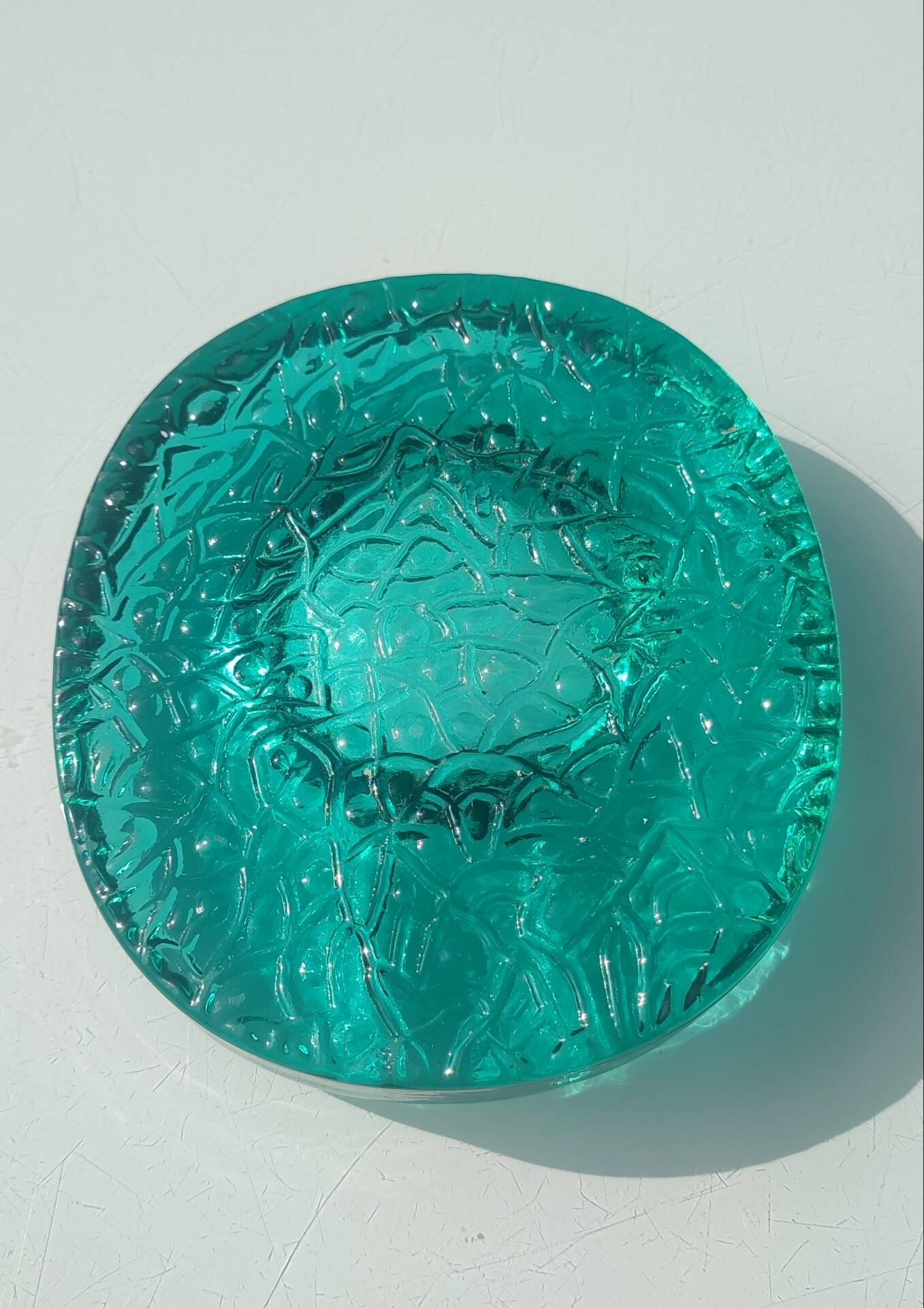Kosta Boda art ashtray solid glass emerald circa 1970