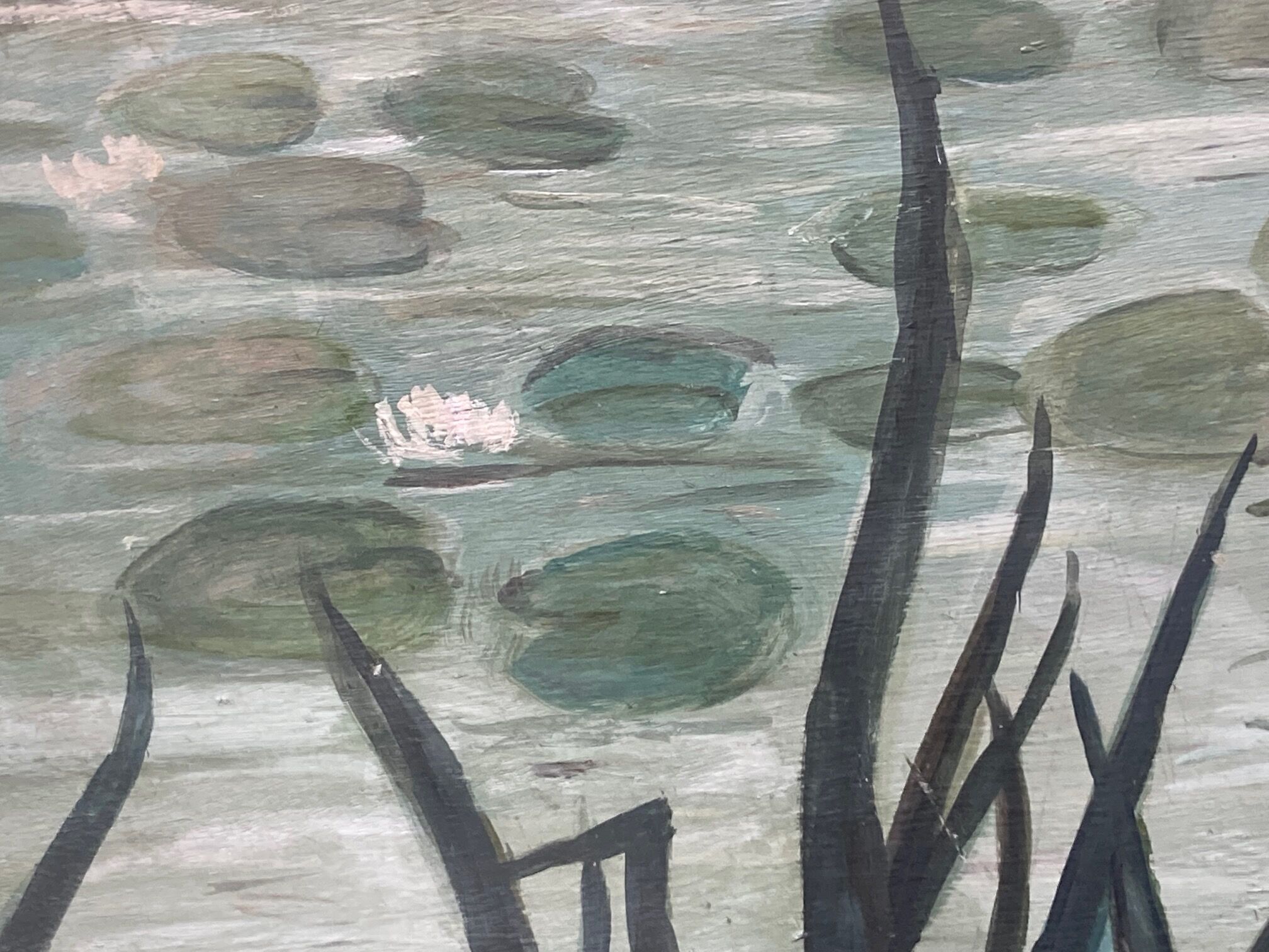 Painting on plywood "water lilies"