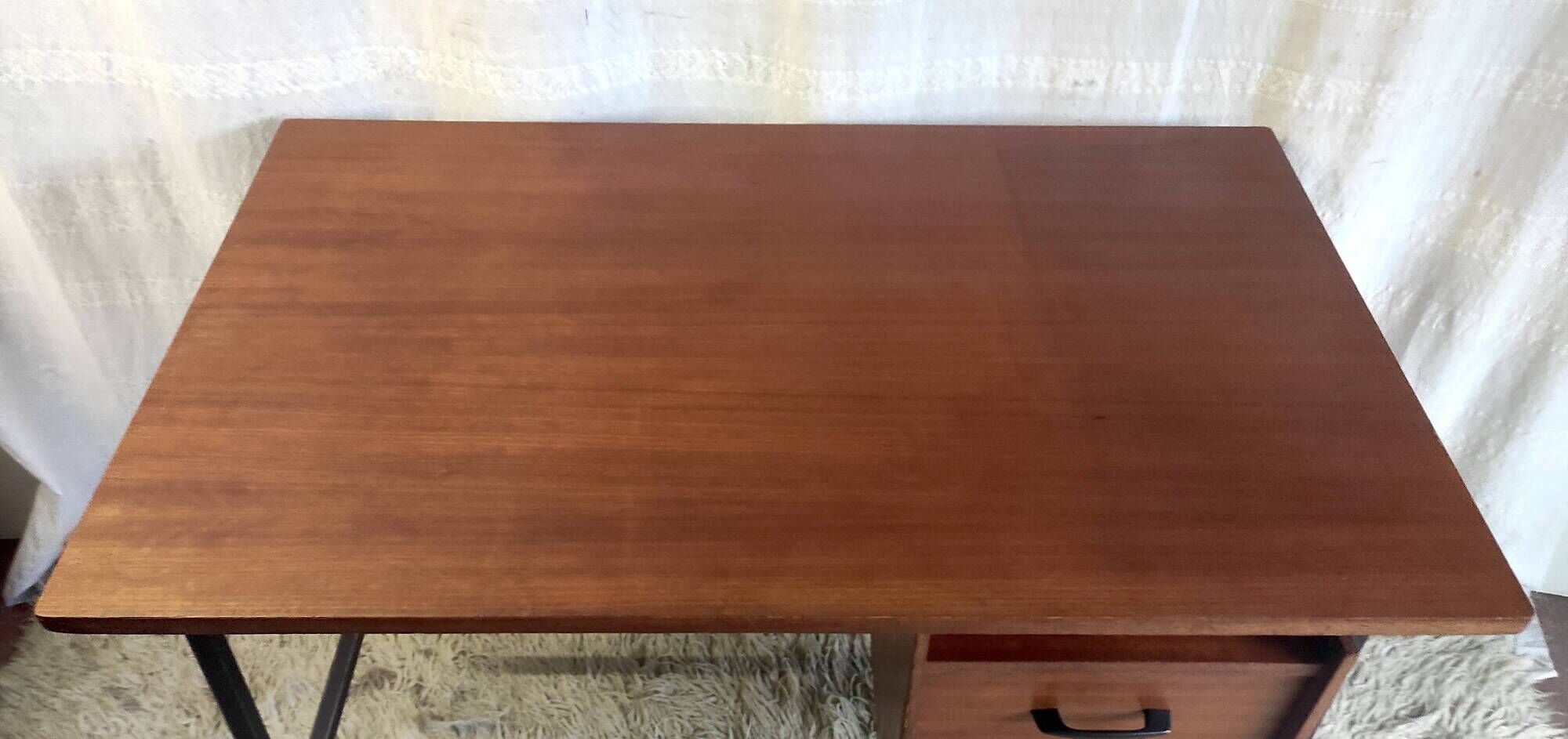 Modernist metal and wood desk by Seducta – 50s/60s