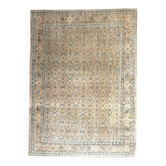 Tapis persan fait main en laine et coton marron clair 269x363 des années 1970
