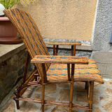 Chaise longue rotin et osier vintage avant-guerre