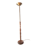 Wood and metal floor lamp, halogen type but with LED bulb, tilting lampshade.