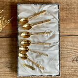 6 small gold-plated mocha spoons