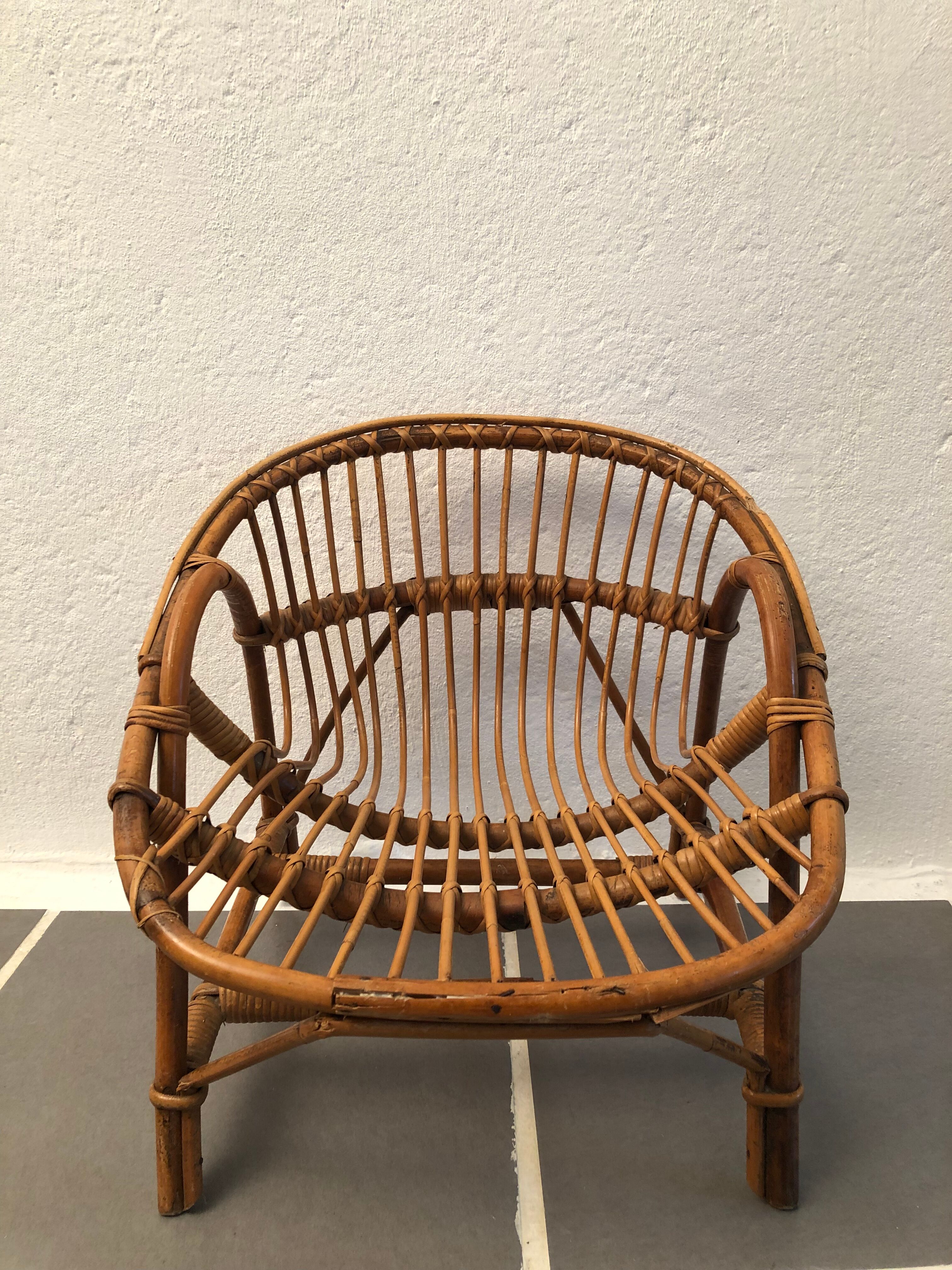 Vintage rattan basket chair