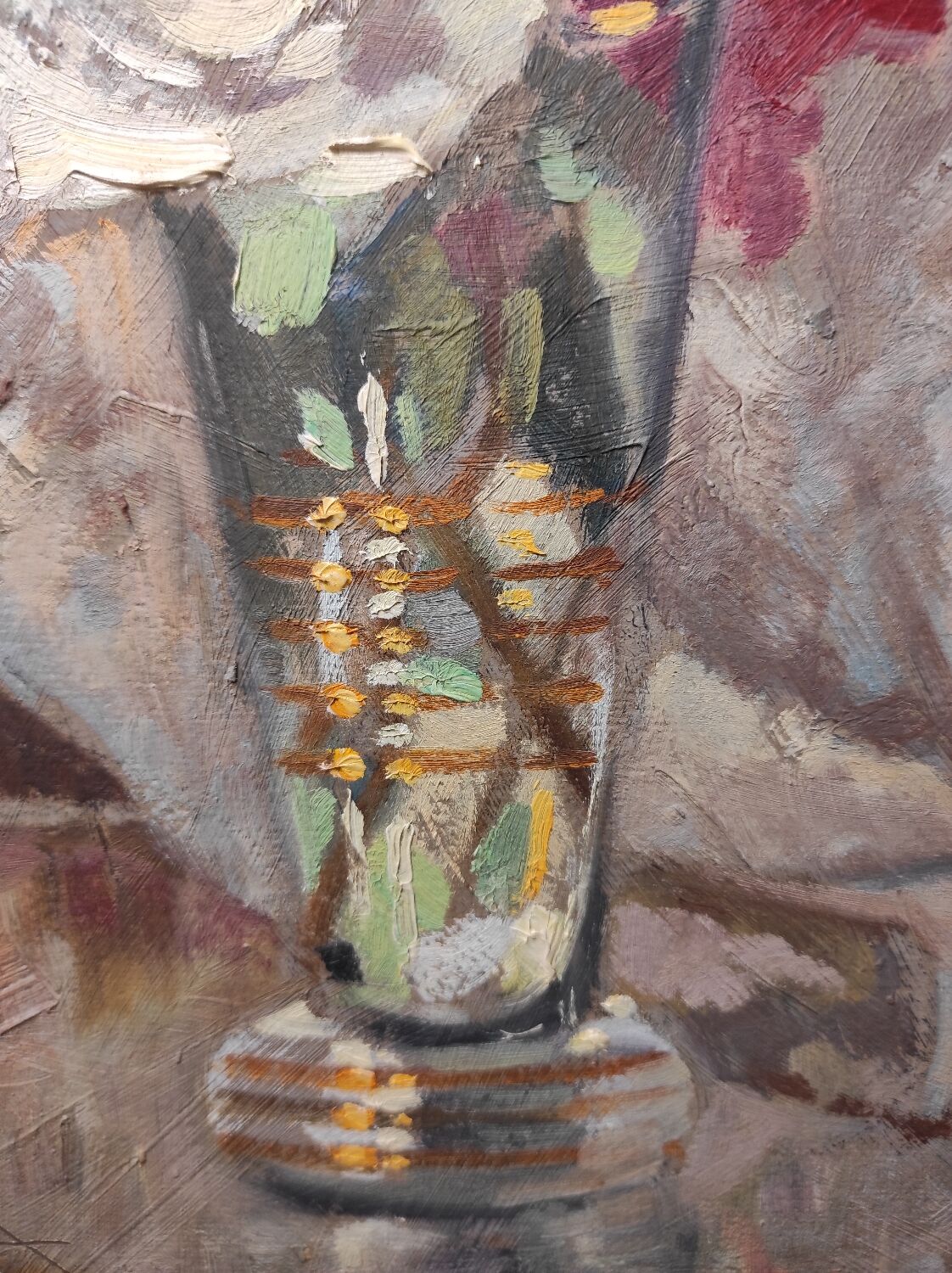 Painting bouquet of flowers years 30 40 signed Pierre Roig oil