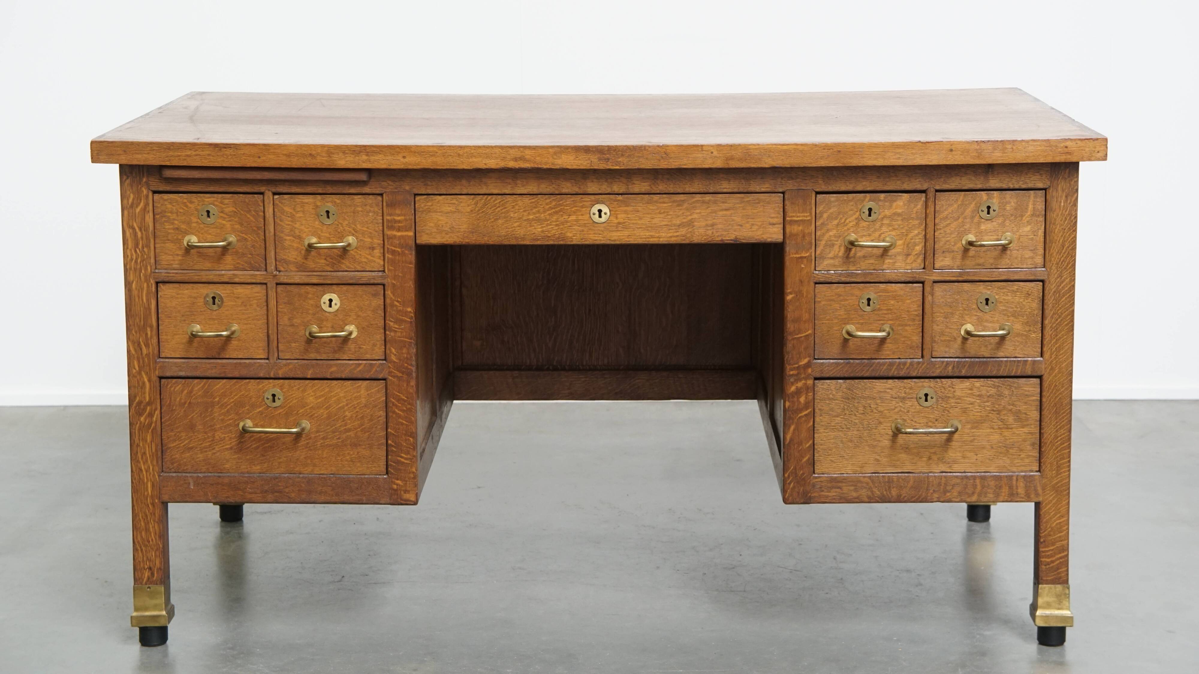 Bureau Art Déco ancien du début du XXe siècle, en chêne