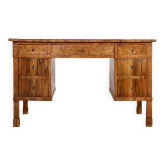 Bureau Art Déco italien en ronce de noyer foncé