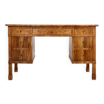 Bureau Art Déco italien en ronce de noyer foncé