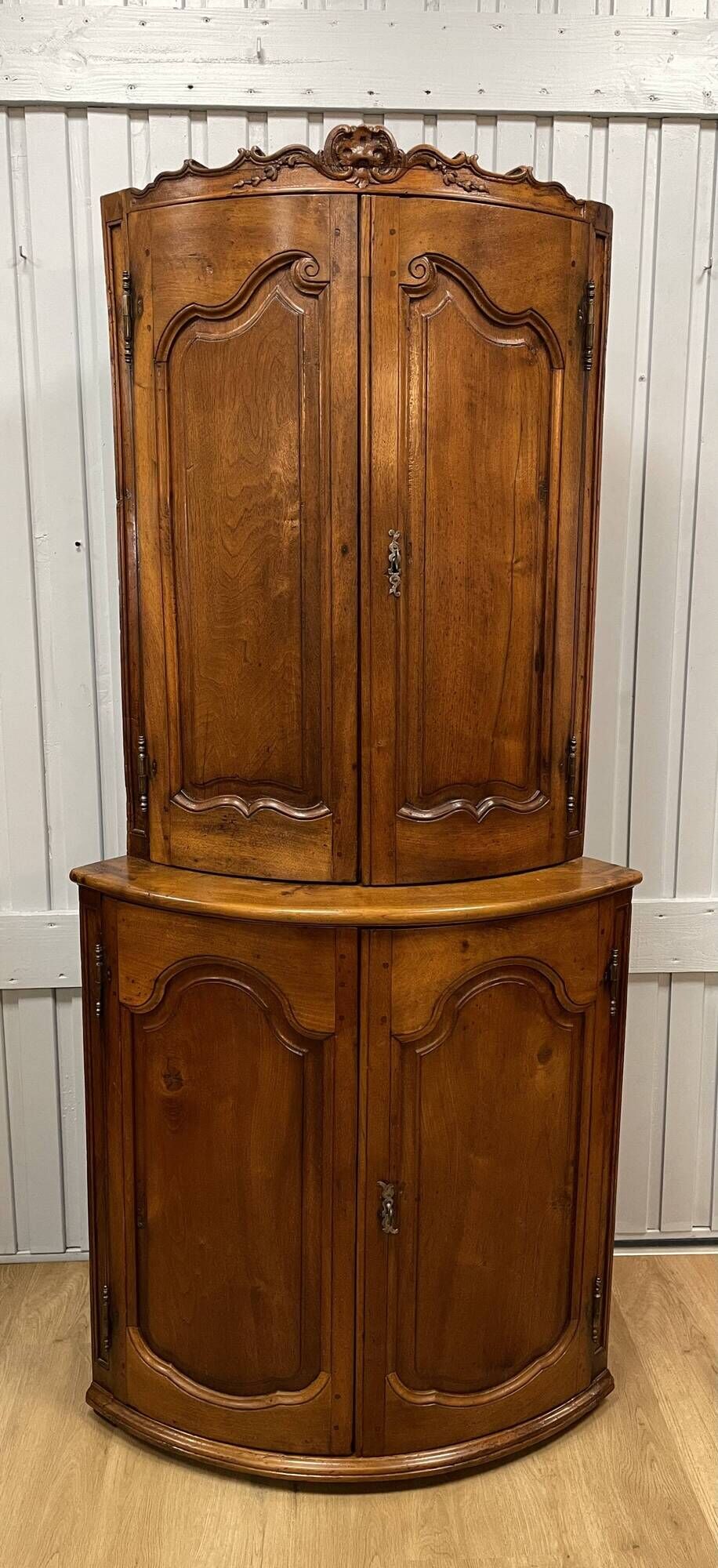 Double Body Corner Cabinet in Walnut from the end of the 19th century