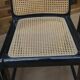 Set of 6 Vintage caned chairs in black lacquered wood, original 1970