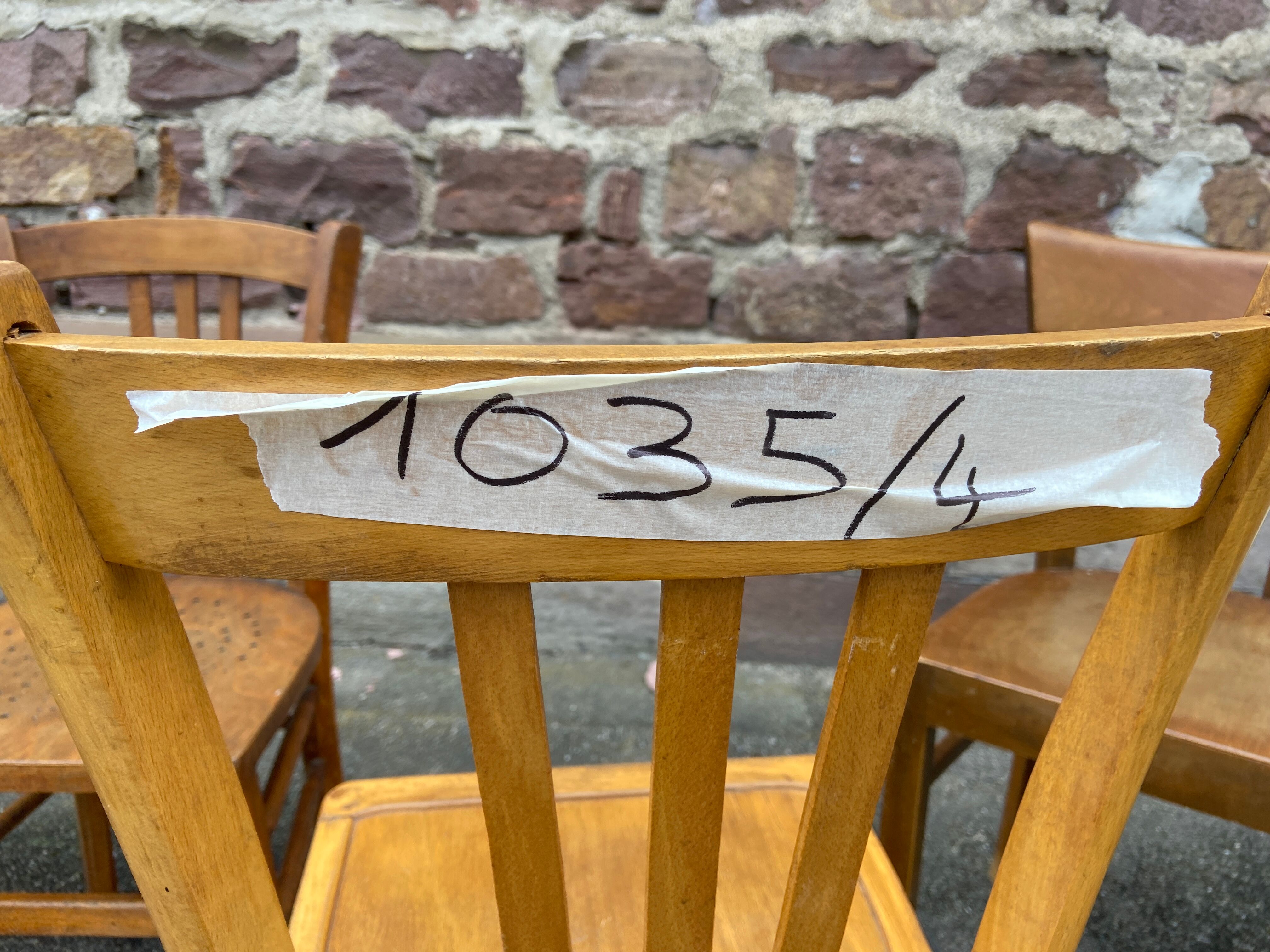 Lot 4 Bistro chairs mismatched wood curved Brasserie
