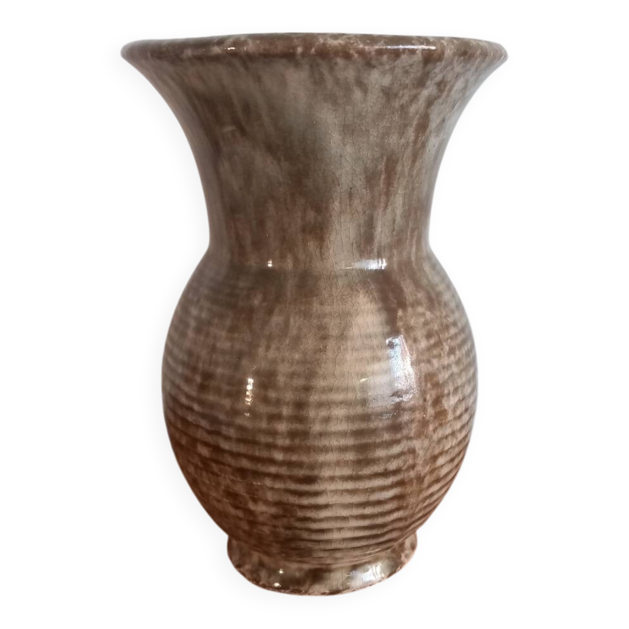 Vintage Artisanal Vase in Speckled Ceramic – Handmade (H 14cm)