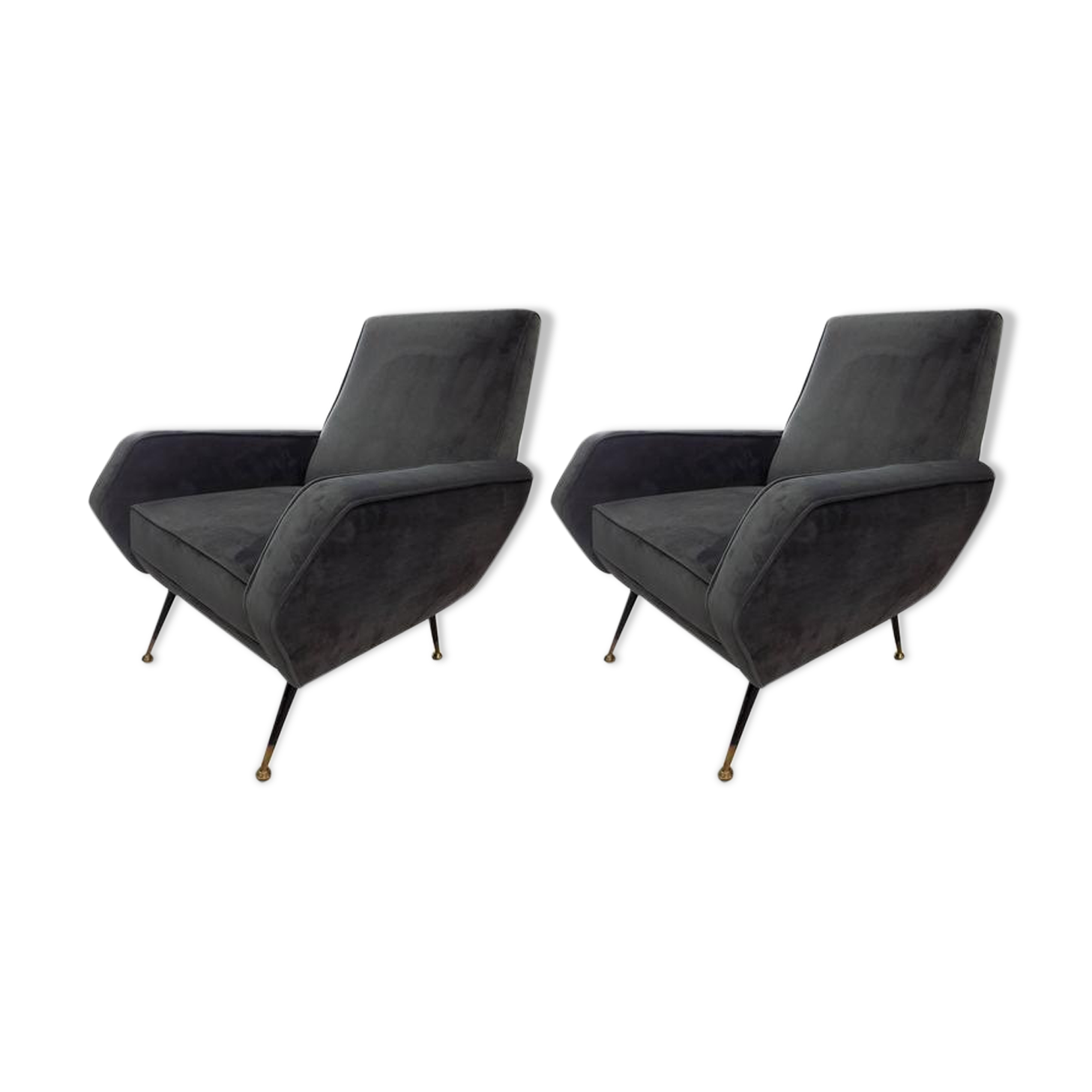 Pair of Grey Velvet Chair