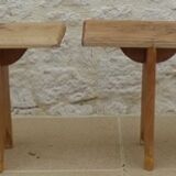 Two benches in their solid wood patinas