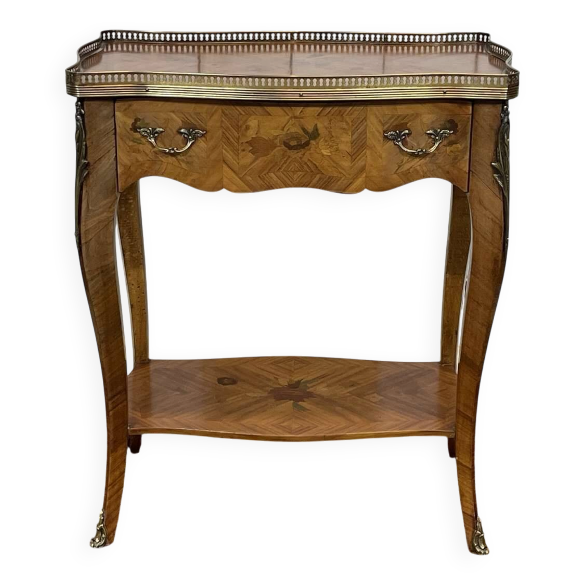 1970s Louis XV style side table in rosewood and beech.