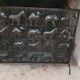 Black metal firewall decorated with animals