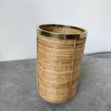 Porte parapluie ou corbeille en rotin, 1970, Italie