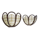 Pair of rattan and mother-of-pearl wall lights from the 50s and 60s