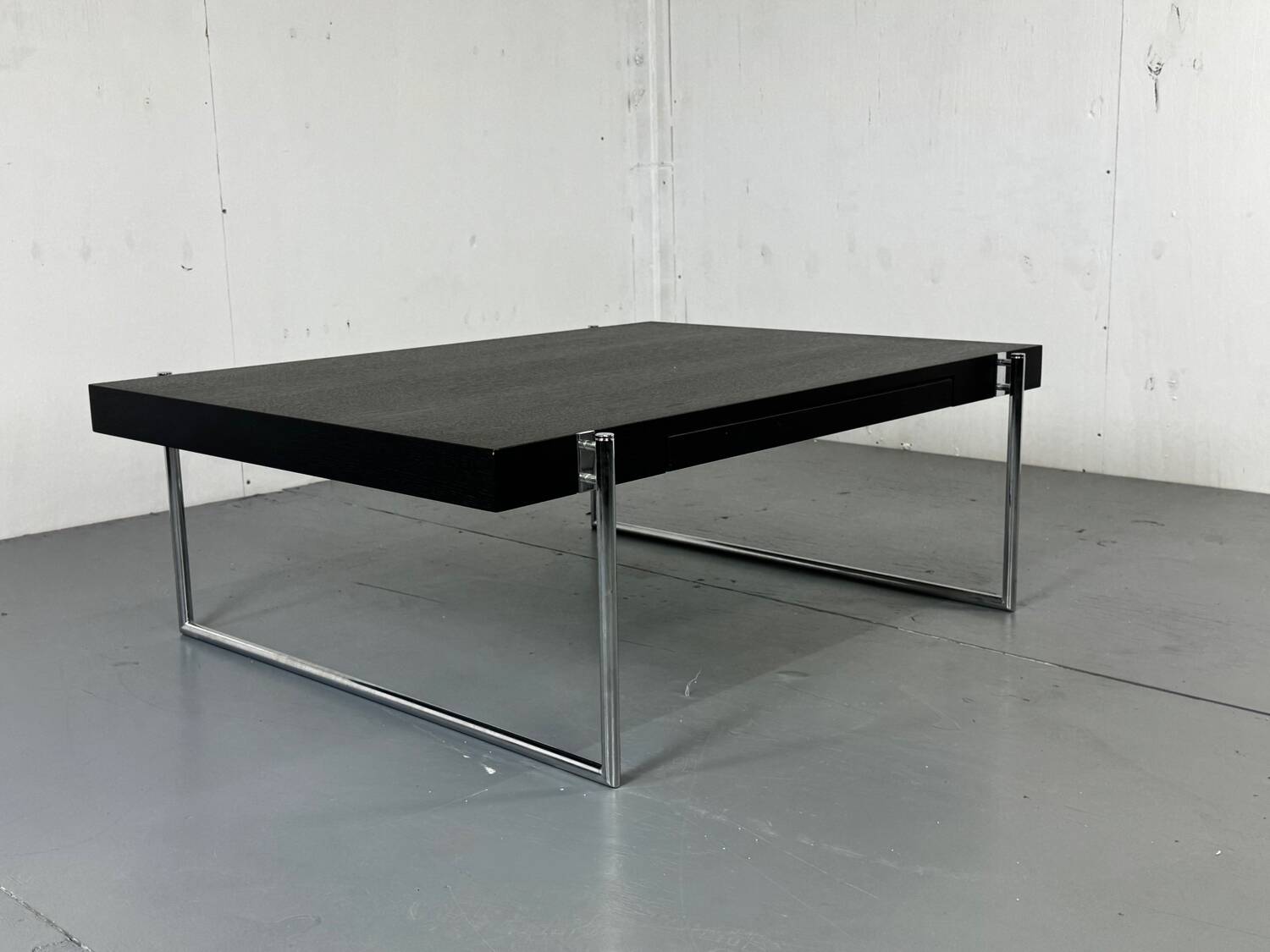 Bauhaus style black solid wood and tubular steel coffee table, Germany