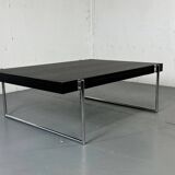 Bauhaus style black solid wood and tubular steel coffee table, Germany