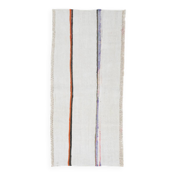 Tapis de couloir vintage turc blanc naturel 2x5, 72x169 cm