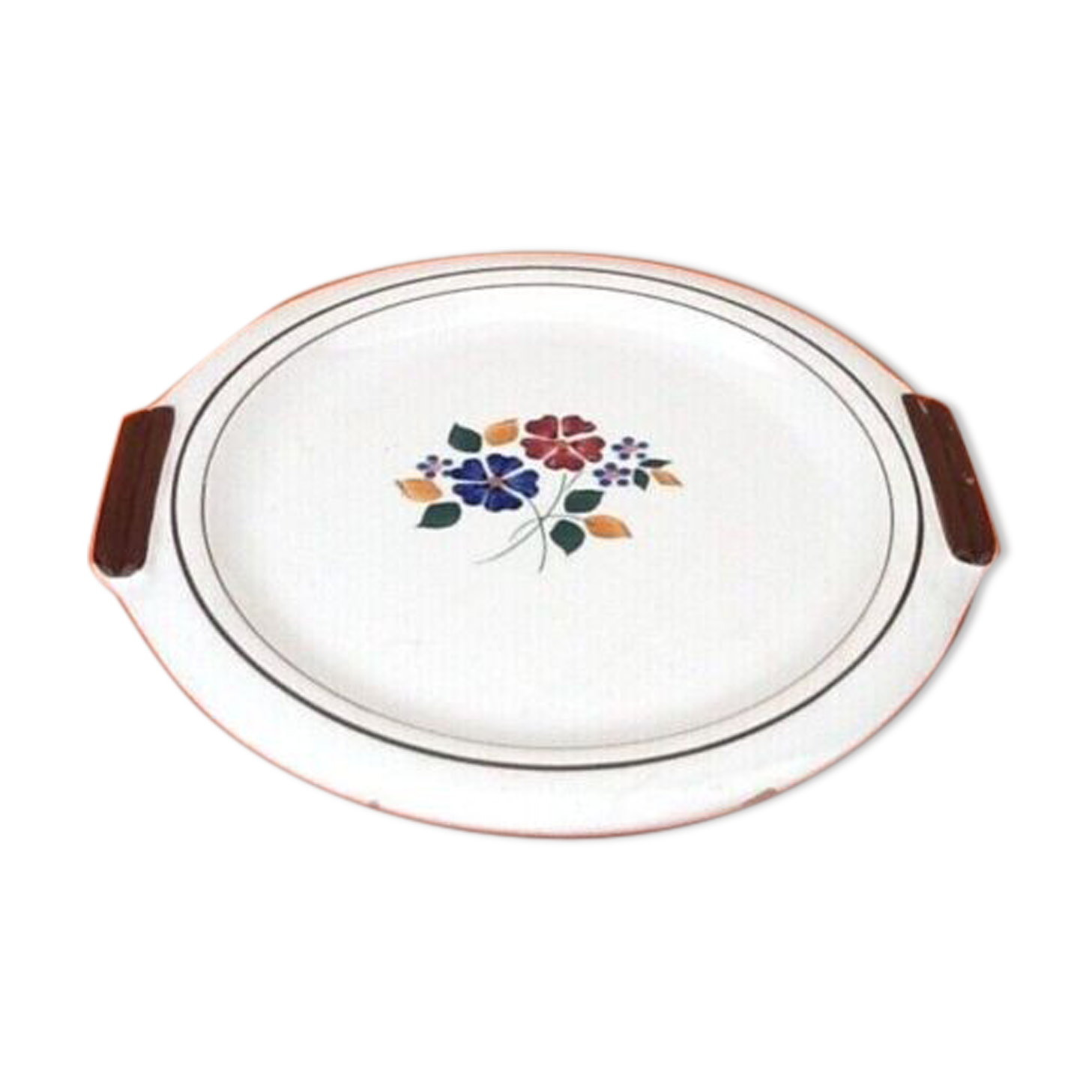 Dessert dish in earthenware Société Amandinoise Saint Amand