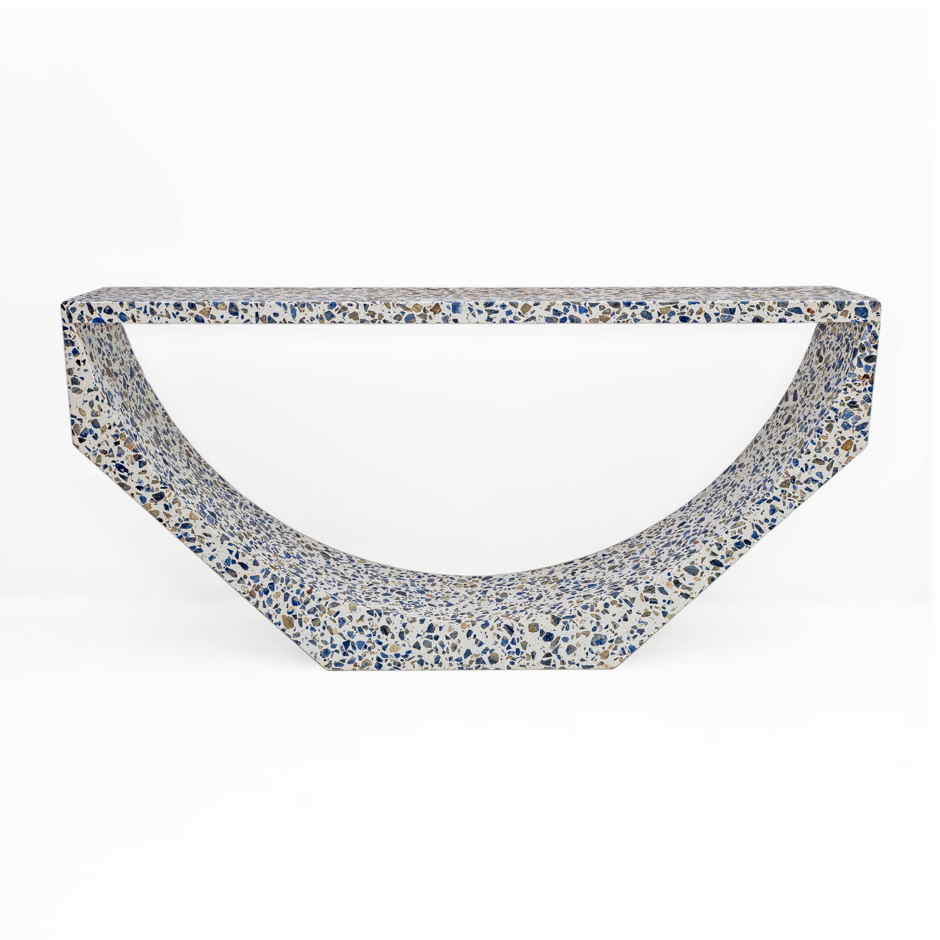 Italian-designed "Arcata" Console Table White Terrazzo Marble by Domus Stud