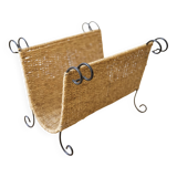 wicker and wrought iron magazine rack