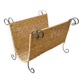 wicker and wrought iron magazine rack