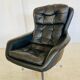 Vintage Danish swivel chair in black leather by Bramin