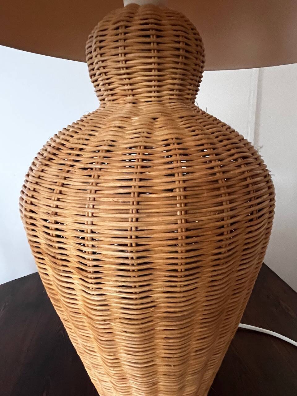 Vintage woven wicker lamp